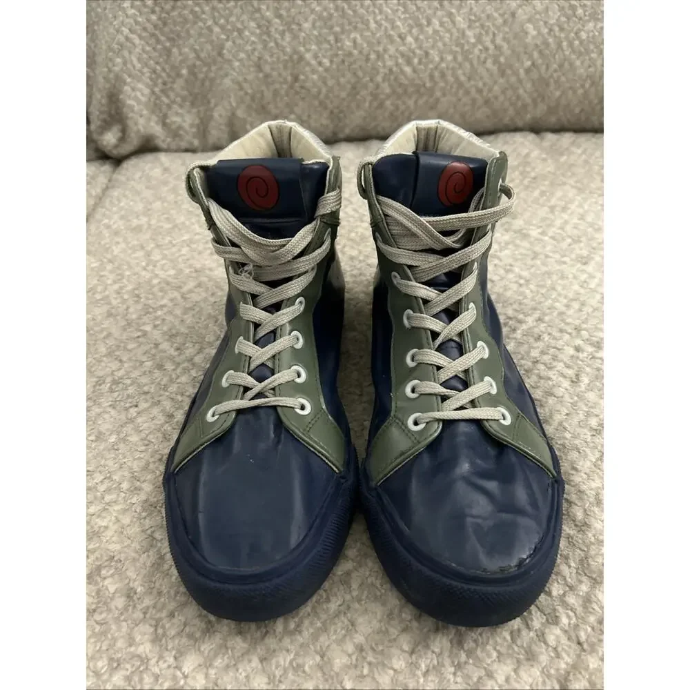 Naruto Shippuden Kakashi Run Hi-Top Sneakers Size 9 Blue Green Silver Anime